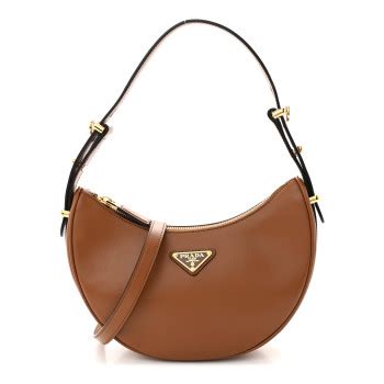 prada arque cognac|PRADA Soft Calfskin Arque Shoulder Bag Cognac.